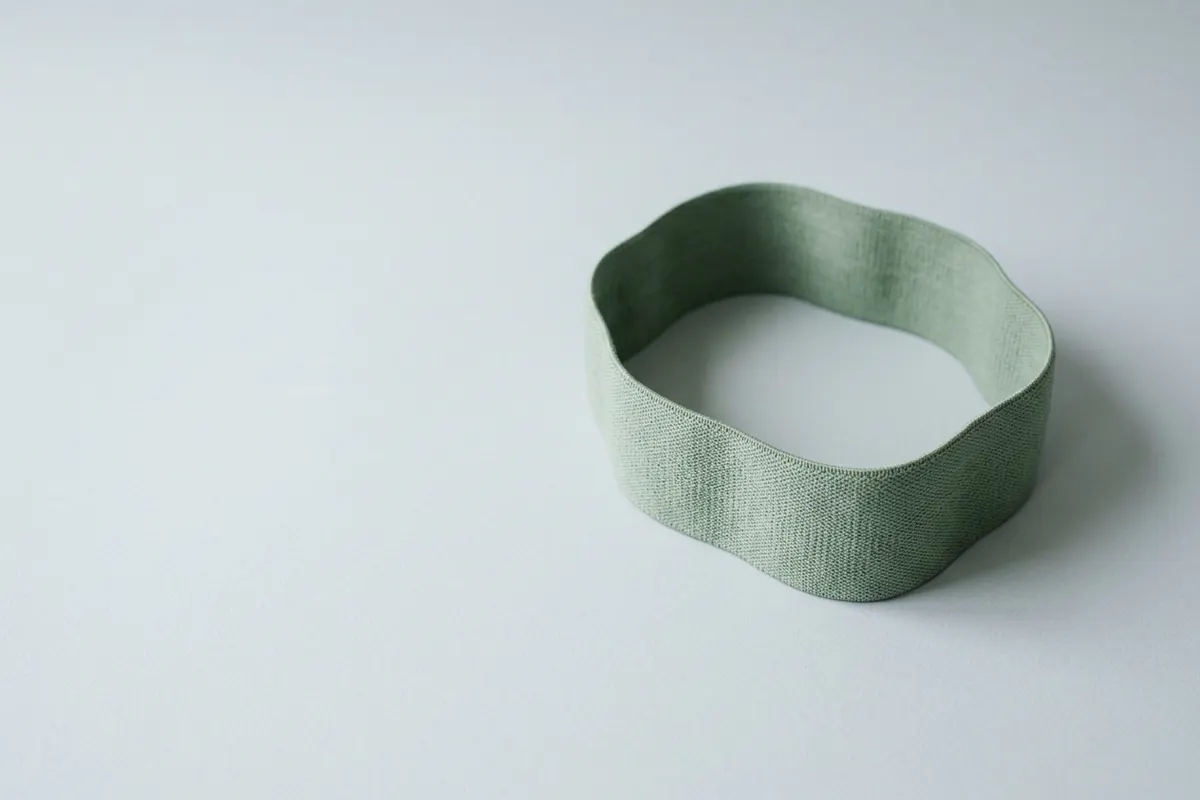A sage-green fabric resistance band