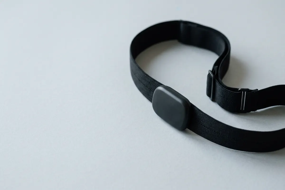 A black heart-rate chest strap