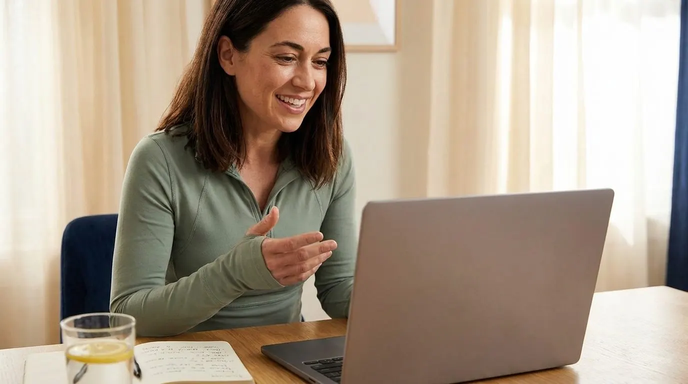 Online video consultation with JD Botezelli PhD from a bright home office