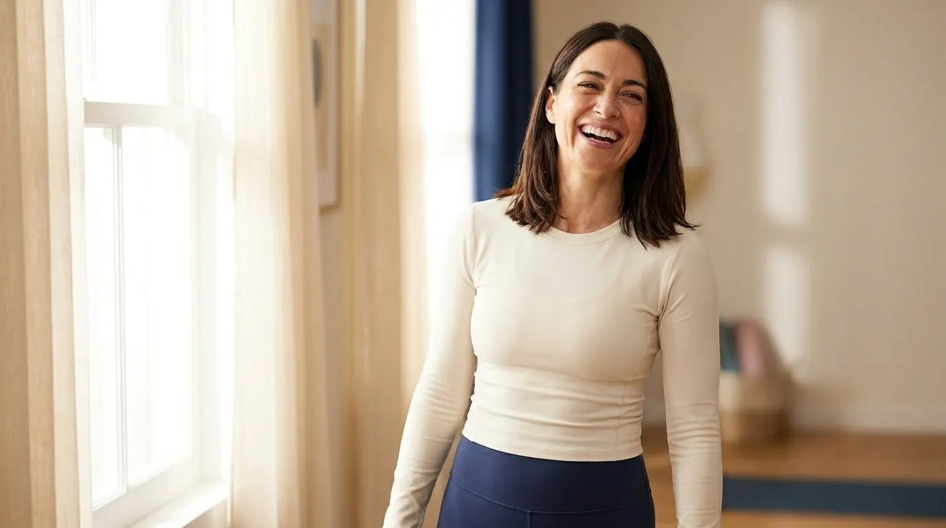 Confident, happy client enjoying the results of her program